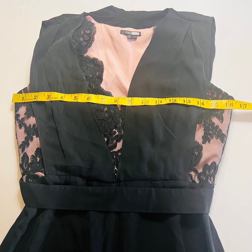 Raoul Lana Scallop Black Lace Overlay Maxi Dress Size 2 - Picture 5 of 10